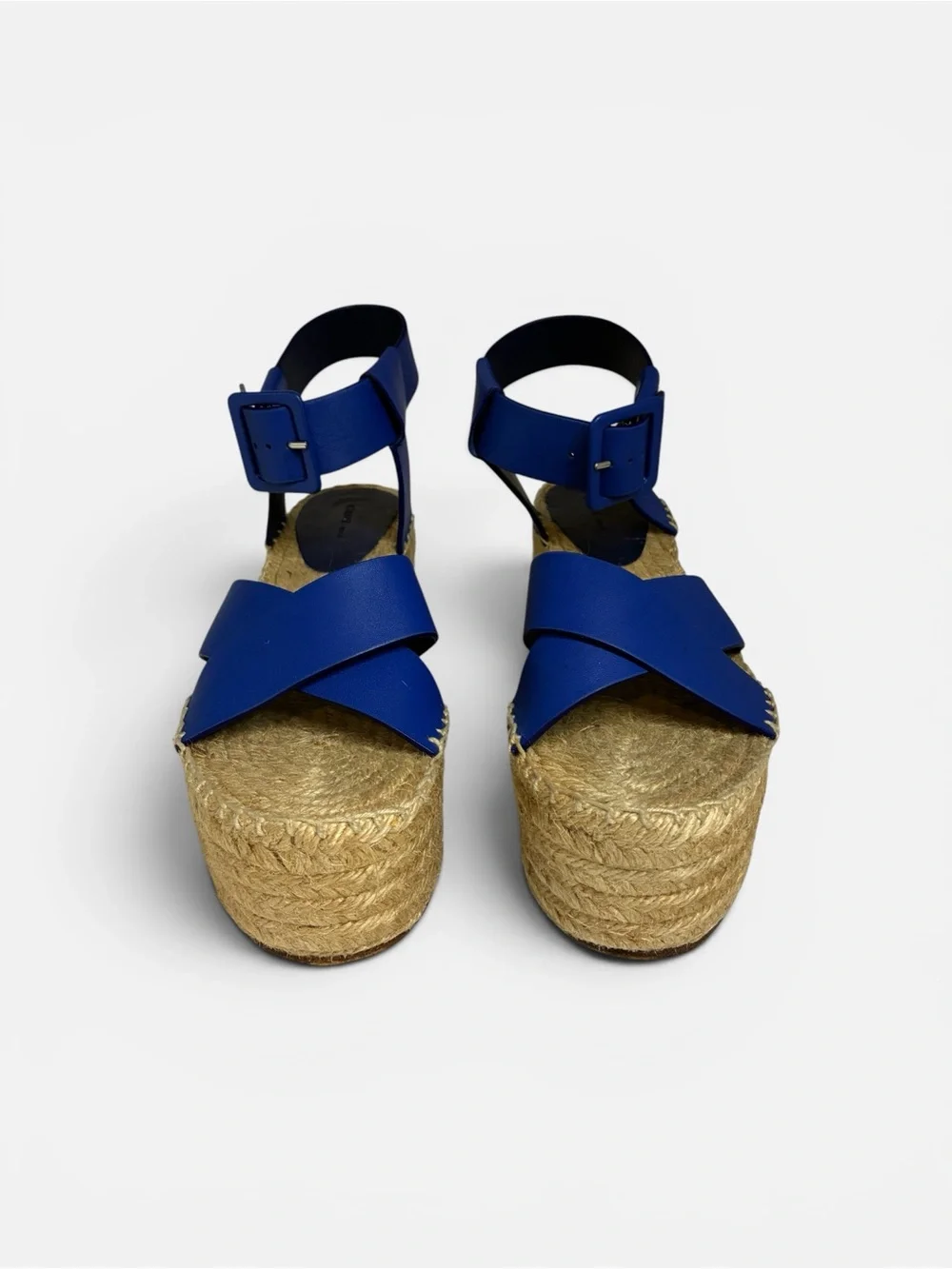 Celine Blue Leather Platform Espadrille Sandals